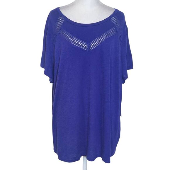 Liz Claiborne Tops - Liz Claiborne Purple T-Shirt with Crochet Lace Detail NWT Size 2X Plus Size Tee
